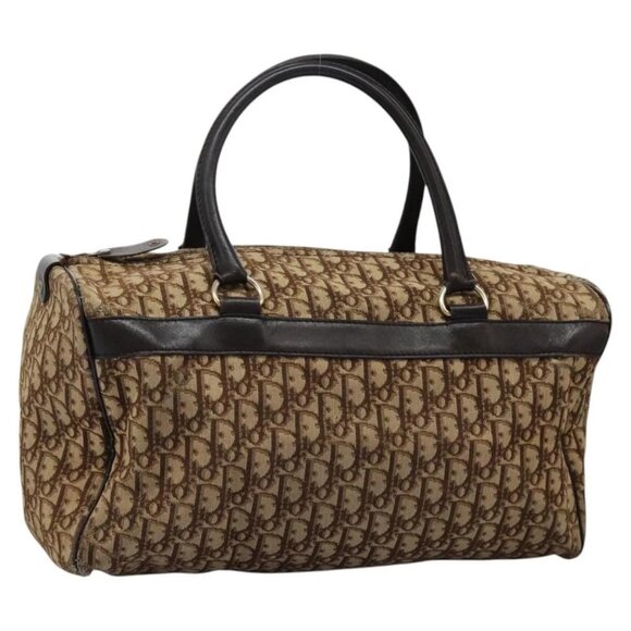 Christian Dior Trotter Canvas Boston Bag Brown Gold Auth BA1812 - Picture 1 of 16